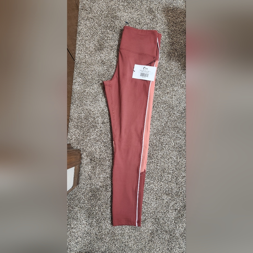 ZYIA Terra Cotta Leggings with White Piping